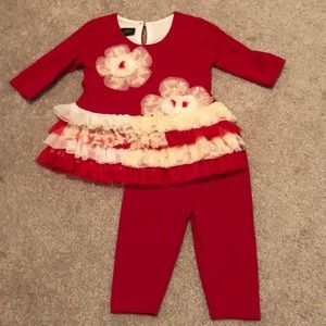 Bright Red Tutu Legging Set